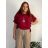 Tunika s príveskom krátky rukáv dámska nadrozmer (4850/52 ONE SIZE) TALIANSKA MÓDA IM425031/DUR vínová 48/50