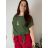 Tunika s príveskom krátky rukáv dámska nadrozmer Pegy (46/48/50 ONE SIZE) TALIANSKA MÓDA IM425031/DUR khaki 48/50