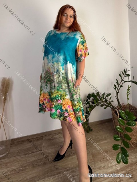 Šaty voľnočasové 3/4 dlhý rukáv dámske nadrozmer SPRING(48/50/52 ONE SIZE) TALIANSKA MÓDA IMSM25SPRING-1/DU