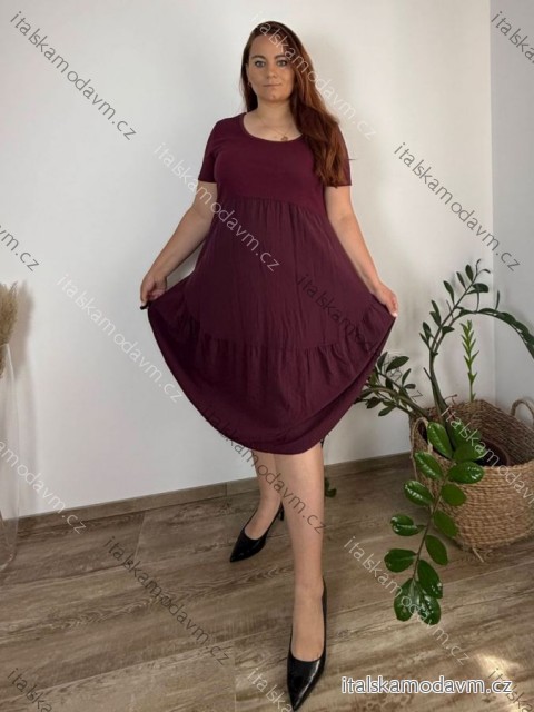 Šaty voľnočasové letné krátky rukáv dámske nadrozmer MAGIE (46/48/50 ONE SIZE) TALIANSKA MÓDA IM425270/DUR