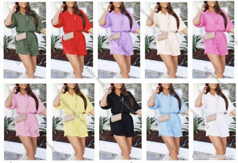 Overal krátký letní mušelín krátký rukáv dámský (XS/S/M ONE SIZE) ITALSKÁ MÓDA IMWB25888