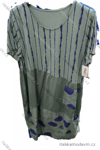 Šaty voľnočasové letné krátky rukáv dámske nadrozmer (42/44/46 ONE SIZE) TALIANSKA MÓDA IMSM25080