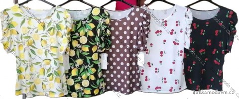 Tričko lemon citrónky a bodka krátky rukáv dámske (XS/S/M ONE SIZE) TALIANSKA MÓDA IMM25M1007A