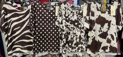 Blúzka tunika crowprint krátky rukáv dámska (S/M/L ONE SIZE) TALIANSKA MÓDA IMM25M7626