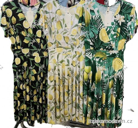 Šaty letné icecool citrónky lemon krátky rukáv dámske (XS/S/M ONE SIZE) TALIANSKA MÓDA IMM25M5471B