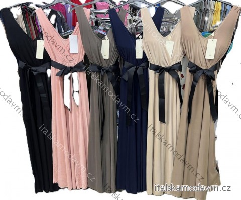 Šaty dlouhé icecool na ramínka s páskem dámské (XS/S/M ONE SIZE) ITALSKÁ MÓDA IMM25M2132