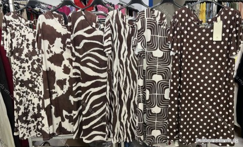Šaty letní krátký rukáv icecool crowprint puntik dámské (XS/S/M ONE SIZE) ITALSKÁ MÓDA IMM25M6742B