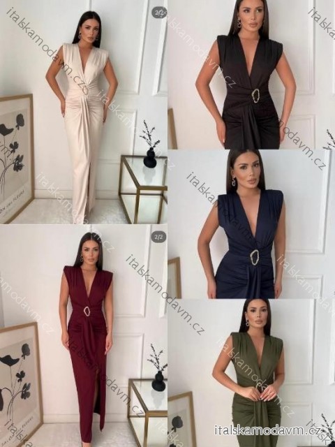 Šaty dlouhé elegantní letní bez rukávu dámské (XS/S/M ONE SIZE) ITALSKÁ MÓDA IMM25M40911