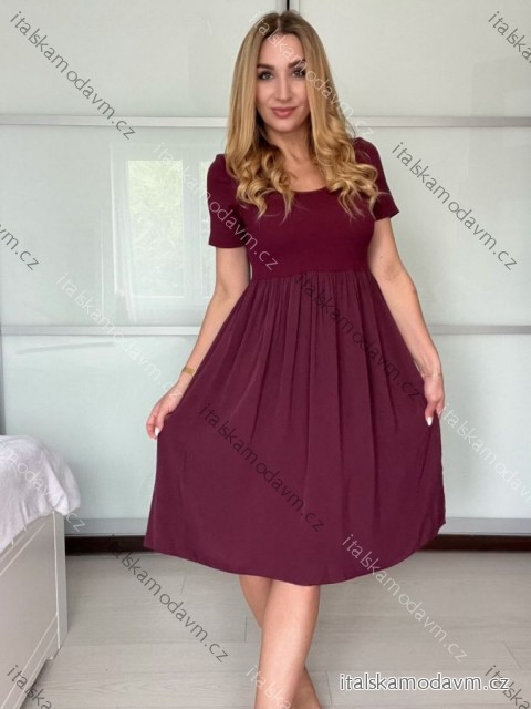 Šaty volnočasové letní krátký rukáv dámské VIOLA (S/M/L ONE SIZE) ITALSKÁ MÓDA IMSM25022/DU
