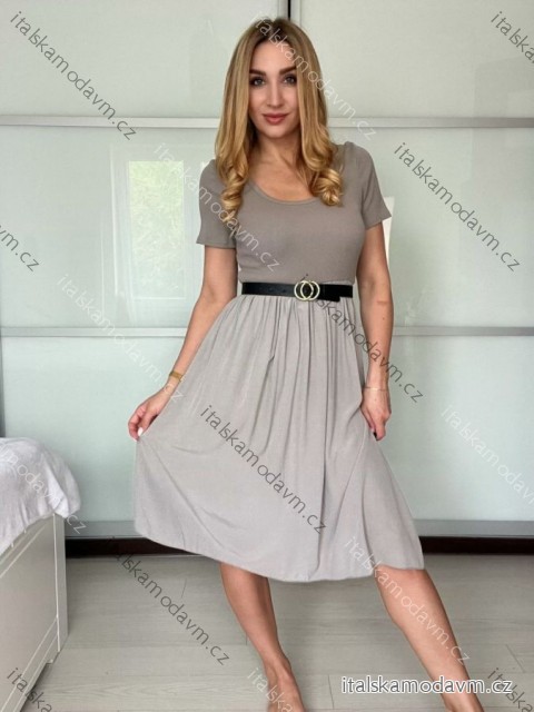 Šaty volnočasové letní krátký rukáv dámské VIOLA (S/M/L ONE SIZE) ITALSKÁ MÓDA IMSM25022/DU -   šedá -   S/M/L