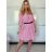 Šaty košeľové 3/4 krátky rukáv dámske (S/M/L ONE SIZE) TALIANSKA MODA IMSP25LAGO/DU - modrá - S/M/L