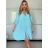 Šaty košeľové 3/4 krátky rukáv dámske (S/M/L ONE SIZE) TALIANSKA MODA IMSP25LAGO/DU - modrá - S/M/L