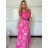Šaty letné krátky rukáv dámske FIORE (S/M/L ONE SIZE) TALIANSKA MÓDA IMSM25019/DU - ružová - S/M/L