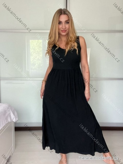 Šaty dlouhé letní na ramínka dámské (S/M ONE SIZE) ITALSKÁ MÓDA IM725ESTATE/DU -   čierna
 -   S / M