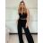 Nohavice letné dlhé oversize dámske COLORE (S/M/L ONE SIZE) TALIANSKA MÓDA IM425271/DU - hnedá svetlá - S/M/L