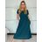 Šaty dlhé letné krátky rukáv dámske (S/M/L ONE SIZE) TALIANSKA MÓDA IM425140/DU -   tmavo tyrkysová
 -   S/M/L