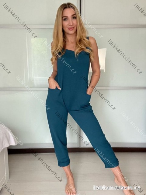 Overal dlhý na ramienka dámsky (S/M/L ONE SIZE) TALIANSKA MÓDA IMSM25LADA/DU - modrá petrolejová - S/M/L