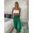 Nohavice dlhé letné dámske (S/M/L ONE SIZE) TALIANSKA MODA IM424206/DR -   zelená -   S/M/L
