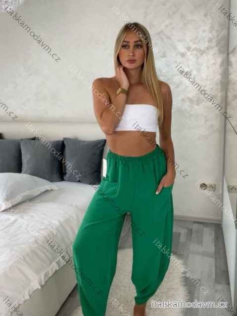 Nohavice dlhé letné dámske (S/M/L ONE SIZE) TALIANSKA MODA IM424206/DR -   zelená -   S/M/L