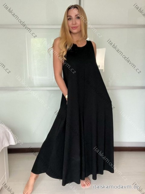 Overal dlouhý elegantní letní bez rukávu dámský VANESA (S/M/L ONE SIZE) ITALSKÁ MÓDA IMWAD25555/DU -   Černá -   S/M/L
