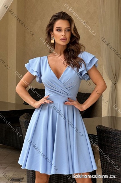 Šaty elegantný krátky rukáv dámske (34-42) POLSKÁ MÓDA PMLBC24281-08/DR