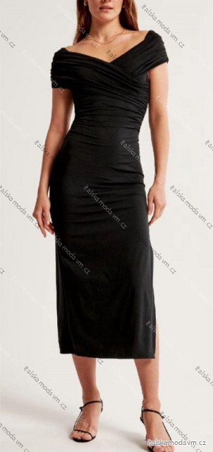 Šaty dlhé elegantný carmen dámske (S/M ONE SIZE) TALIANSKA MÓDA IMM24M0150/DR