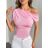 Tričko riadok krátky rukáv dámske (XS/S/M ONE SIZE) TALIANSKA MÓDA IMM25M21327 ružová XS/S/M
