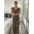 Šaty dlhé elegantné icecool bez rukávov dámske (S/ML/XL) TALIANSKA MODA AINUOSI IMB24LEOPARD-1/DU -   hnědá leopard -   S / M
