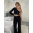 Súprava letná elegantný top a nohavice dámska (S/M/L ONE SIZE) TALIANSKA MÓDA IMD24091/DR -   čierna
 -   S/M/L