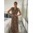 Šaty dlhé elegantné icecool bez rukávov dámske (S/ML/XL) TALIANSKA MODA AINUOSI IMB24LEOPARD-2/DU -   hnědá leopard -   S / M
