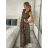 Šaty dlhé elegantné icecool bez rukávov dámske (S/ML/XL) TALIANSKA MODA AINUOSI IMB24LEOPARD-1/DU -   hnědá leopard -   S / M