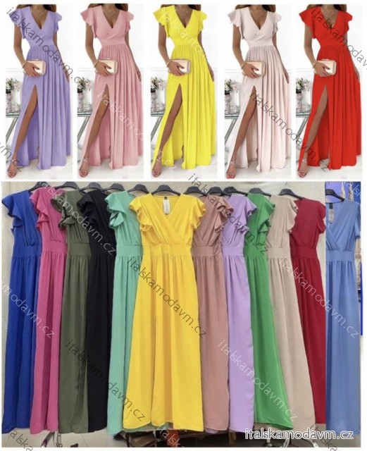 Šaty dlhé letné krátky rukáv dámske (S/M/L ONE SIZE) TALIANSKA MÓDA IMWB25877