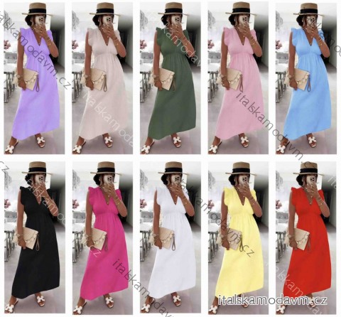 Šaty dlouhé letní mušelín bez rukávu dámské (S/M/L ONE SIZE) ITALSKÁ MÓDA IMWB25904