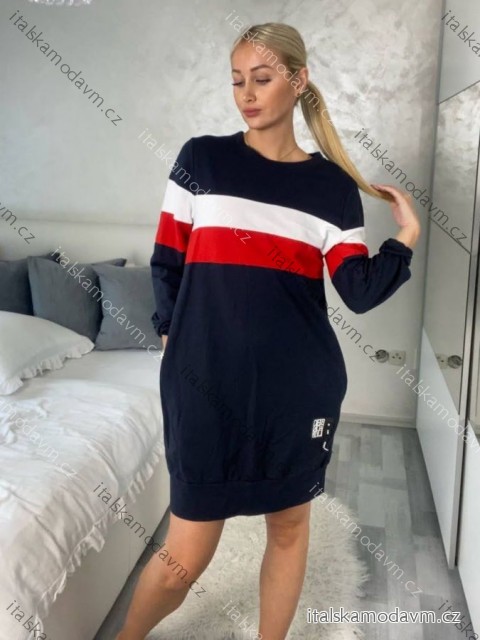 Šaty mikinové dlouhý rukáv dámské PALERMO (S/M/L ONE SIZE) ITALSKá MóDA IMD22882