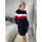 Šaty mikinové dlhý rukáv dámske PALERMO (S/M/L ONE SIZE) TALIANSKA MóDA IMD22882/DU S/M/L tmavo modrá