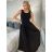 Šaty letní bez rukávu dámské  PAGE (S/M/L ONE SIZE) ITALSKÁ MÓDA IM725020/DU S/M/L Černá
