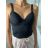 Croptop na ramínka dámský ADDA (S/M ONE SIZE) ITALSKÁ MÓDA IMPLP2480760045/DU Černá S/M