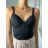 Croptop na ramínka dámský ADDA (S/M ONE SIZE) ITALSKÁ MÓDA IMPLP2480760045/DU Černá S/M