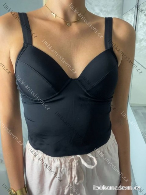 Croptop na ramínka dámský ADDA (S/M ONE SIZE) ITALSKÁ MÓDA IMPLP2480760045/DU Černá S/M