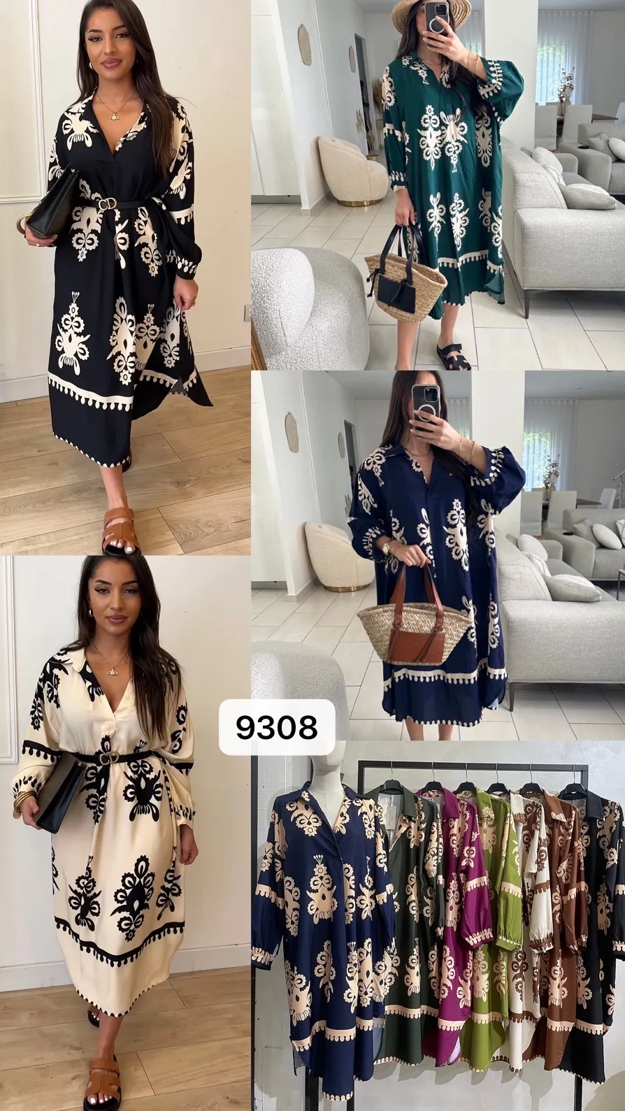 Šaty voľnočasové letné s opaskom dlhý rukáv dámske (S/M/L ONE SIZE) TALIANSKA MÓDA IMPOC259308