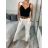 Nohavice dlhé s páskem letné dámske BETTY (S/M/L ONE SIZE) TALIANSKA MÓDA IM725BETTY/DU S/M/L béžová krémová