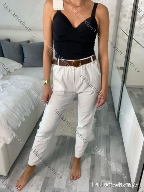 Nohavice dlhé s páskem letné dámske BETTY (S/M/L ONE SIZE) TALIANSKA MÓDA IM725BETTY/DU
