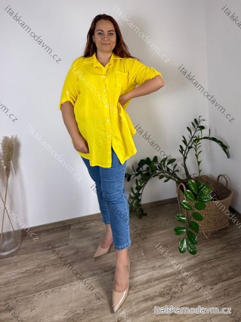 Košile mušelínová dlouhý rukáv dámská nadrozměr ADIGE (50/52/54 ONE SIZE) ITALSKÁ MÓDA IM424299/DU