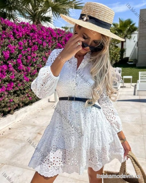 Šaty elegantné krajkové dlhý rukáv dámske (S/M/L ONE SIZE) TALIANSKA MÓDA IMPOC236378