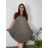 Šaty oválne letné voľnočasové oversize krátky rukáv dámske (XL/2XL/3XL ONE SIZE) TALIANSKA MÓDA IM422510/DUR hnědá 2XL/3XL