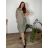Šaty oválné letní volnočasové oversize krátký rukáv dámské (XL/2XL/3XL ONE SIZE) ITALSKÁ MÓDA IM422510/DUR khaki 2XL/3XL