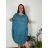 Šaty oválne letné voľnočasové oversize krátky rukáv dámske (XL/2XL/3XL ONE SIZE) TALIANSKA MÓDA IM422510/DUR tm. modrá 2XL/3XL