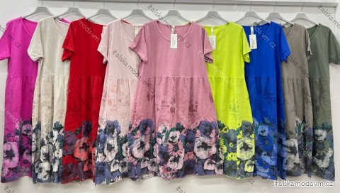 Šaty oversize letný krátky rukáv dámske nadrozmer (48/50/52 ONE SIZE) TALIANSKA MÓDA IM425335