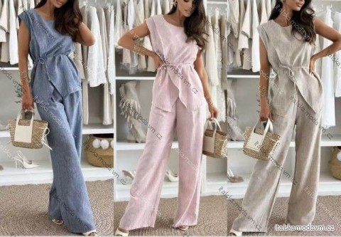 Súprava letné tričko bez rukávov a nohavice dlhé dámske (XS/S/M ONE SIZE) TALIANSKA MÓDA IMM25M12523