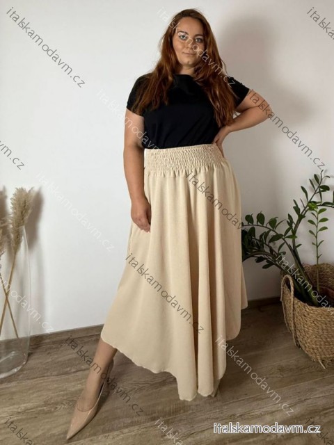 Sukňa dlhá dámska LADY (46/48/50 ONE SIZE) TALIANSKA MÓDA IM424423/DUR béžová 48/50